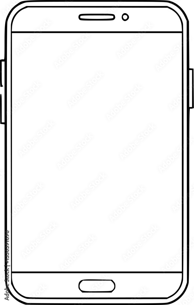 Poster outline illustration of a smartphone minimal mobile device vector design