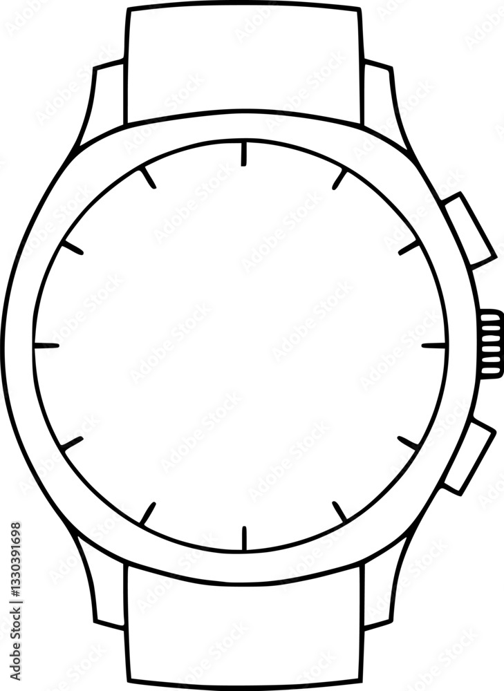 Poster outline illustration of a smartwatch with notifications minimal wearable tech design vector art.