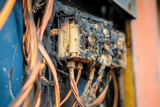 Electricity short circuit and burnt wires