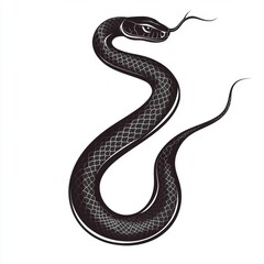 Obraz premium Snake illustration showing a reptile with its tongue out on a white background