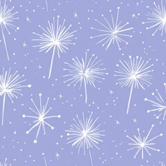 Whimsical dandelion pattern on a light purple background