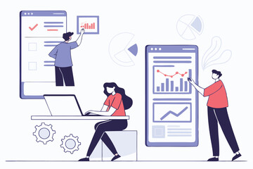 Fototapeta premium Team Collaboration on Data Analysis and Reporting