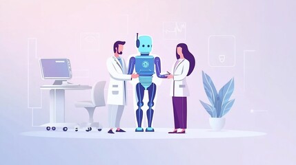 Doctors and Robot in a Modern Lab