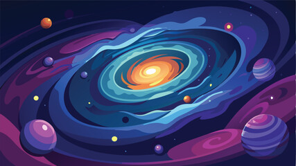 Cosmic swirl of galaxies and planets in vibrant colors exploring the wonders of deep space and the mysteries of the universe