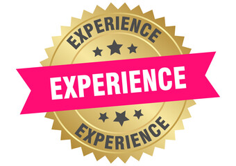 experience. experience round pink and gold label isolated on transparent background