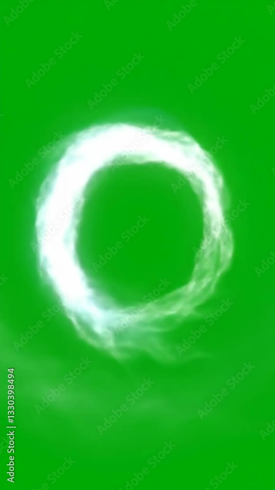 Poster glowing white circular shape on bright green background. abstract energy swirl effect. dynamic motio