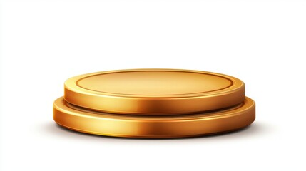 Golden Platforms for Product Display and Presentation on White Background