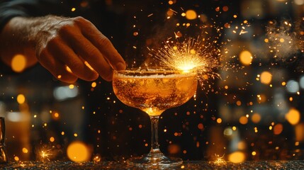 Sparkling Celebration: A Vibrant Cocktail with Dynamic Energy at the Bar