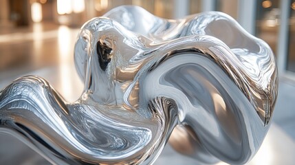 Abstract, metallic, liquid, flowing, sculpture, reflecting, light, modern, art, design, smooth, form, curves, abstract art,  dynamic,  shape,  metal,  polished