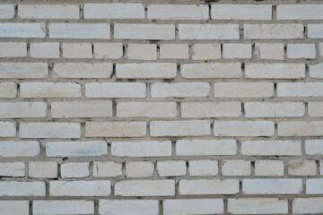 White brick wall texture background for interior exterior decoration and industrial construction concept design.