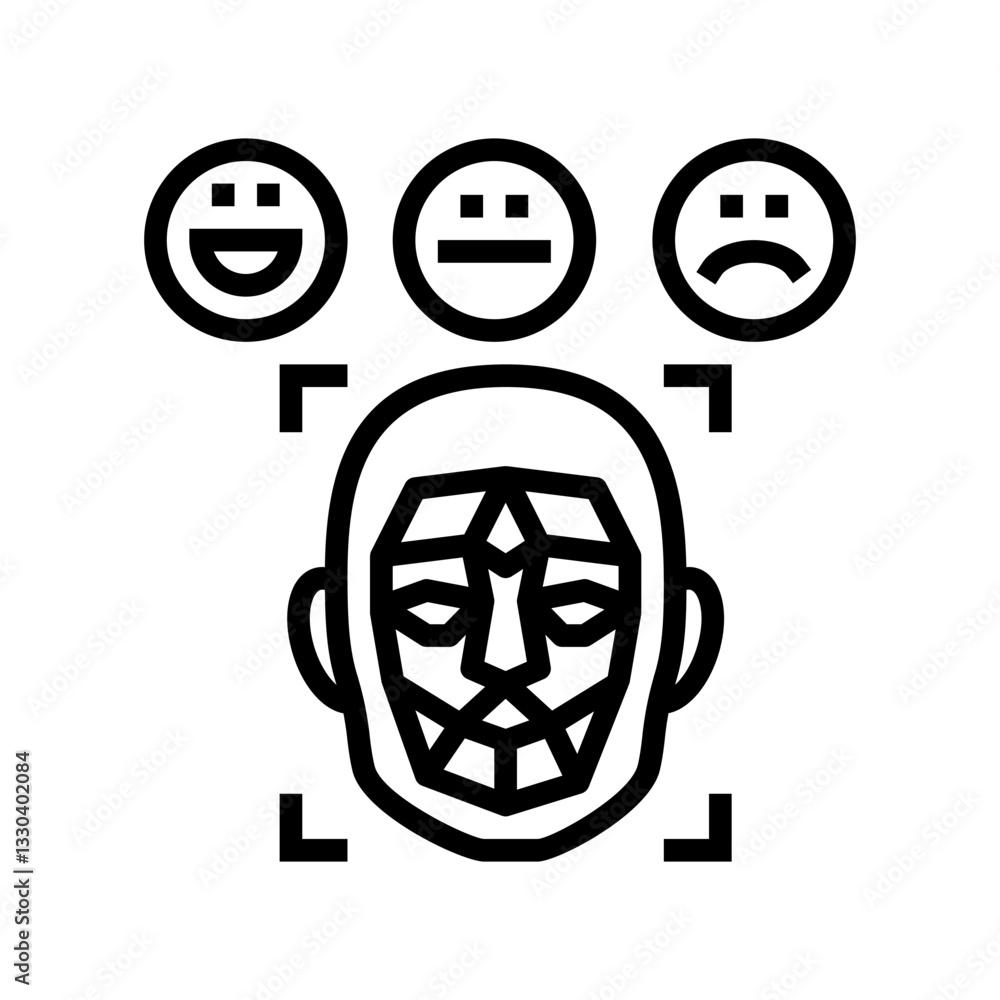 Poster emotion detection social robotics line icon vector illustration