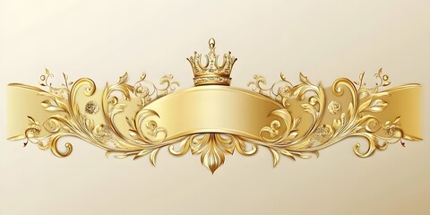 Gold and silver banner with a crown on it. The banner is ornate and has a regal feel to it