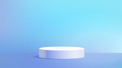 white cosmetic podium container on blue background