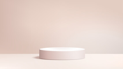 beige podium for cosmetic product display