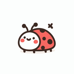 Fototapeta premium Cute cartoon ladybug with a happy expression on a light background 