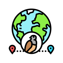 animal migration paths color icon vector illustration