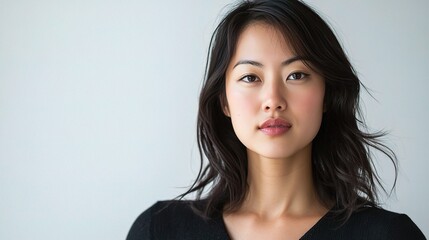 Fototapeta premium Young Beautiful Asian Woman with Fresh Glowing Skin Portrait Photography