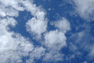 Fototapeta premium Abstract pattern and texture background of soft clouds in the blue sky.Climate and weather concept.Summer weather.For graphic design,banner background or 3D rendering