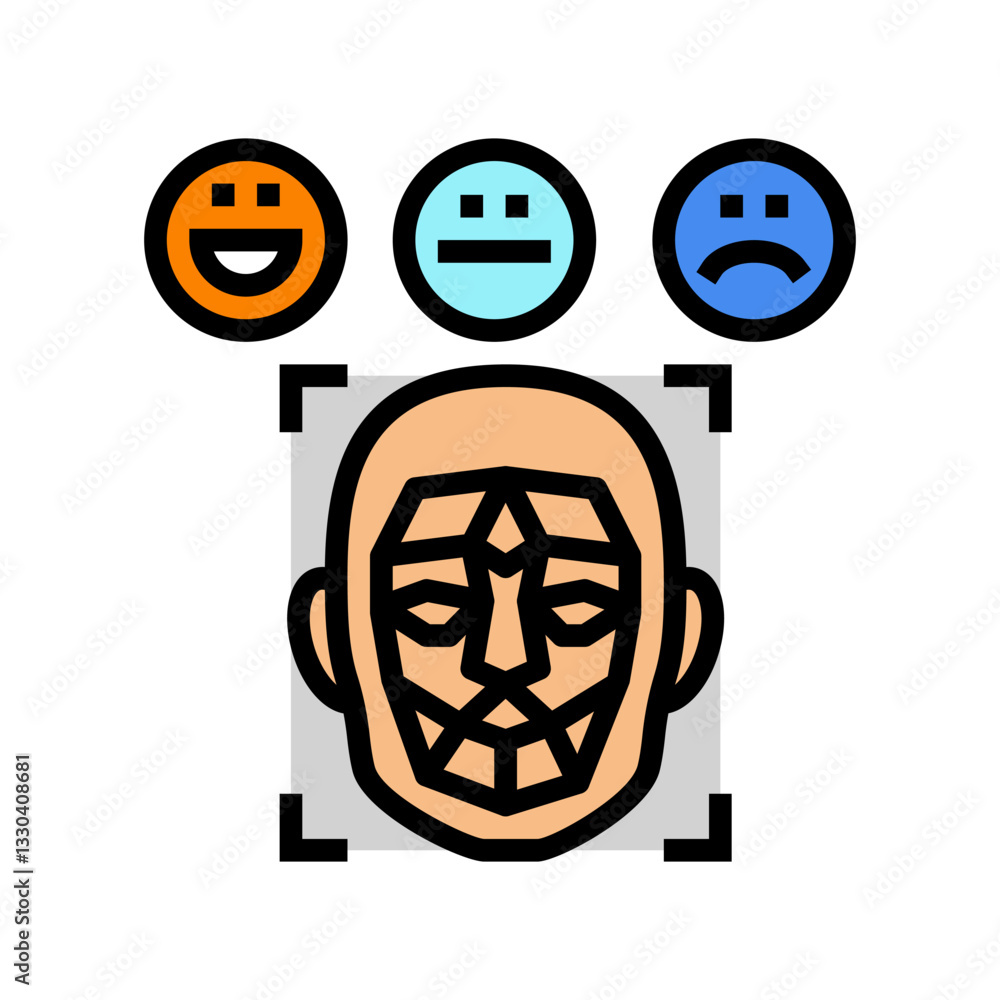 Poster emotion detection social robotics color icon vector illustration
