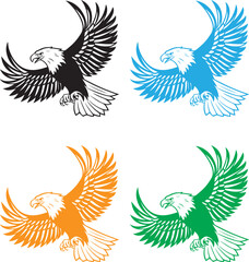 Fototapeta premium Vector illustration of a set of bird wings in flight