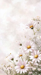 Watercolor art of playful daisies with polka dots, with soft pastel hues