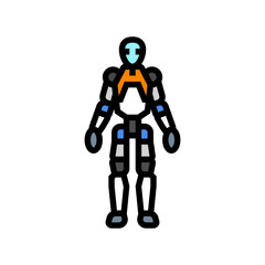 humanoid robot social robotics color icon vector illustration