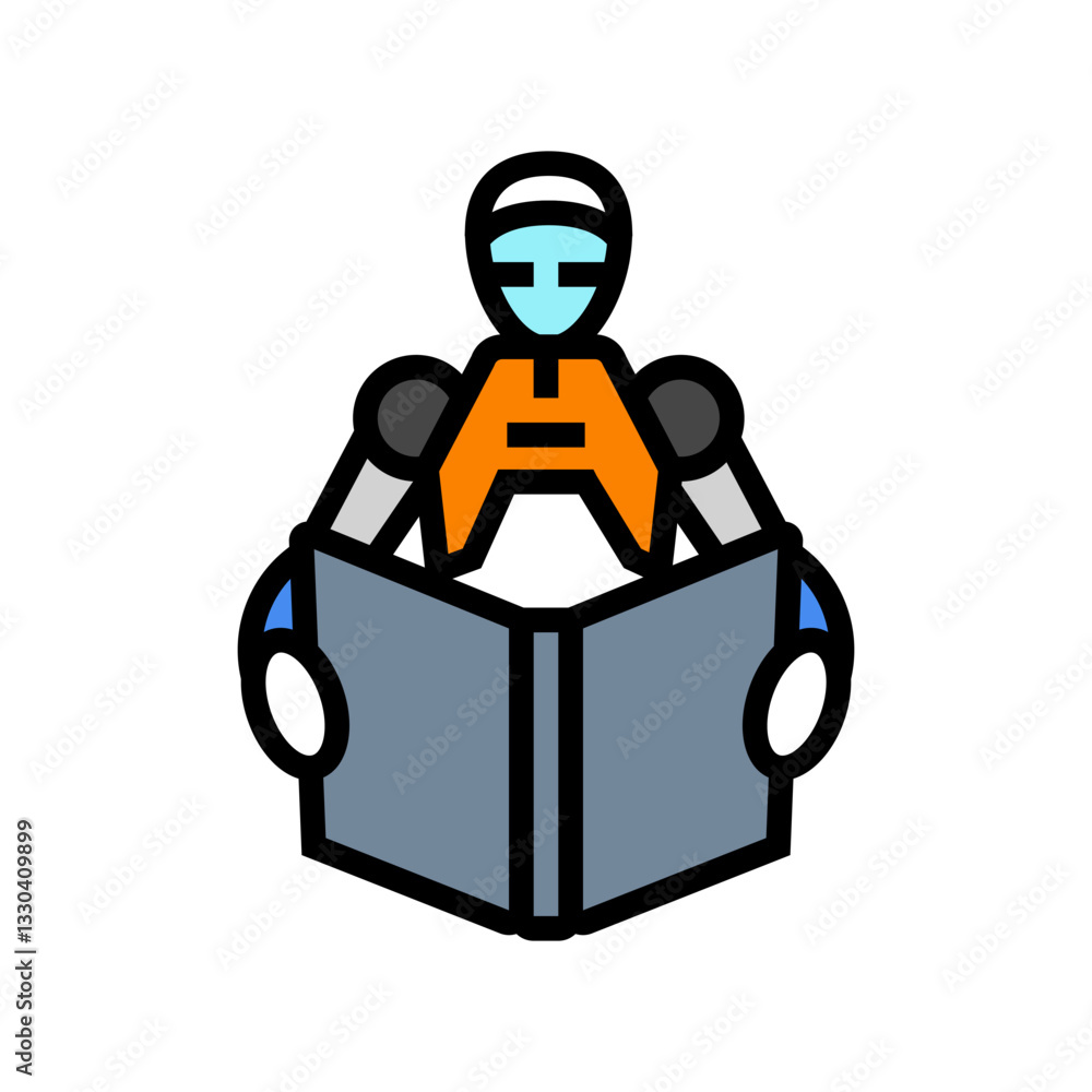 Poster learning robot social robotics color icon vector illustration