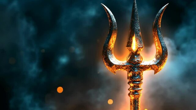 Trishula weapon glowing with divine energy
