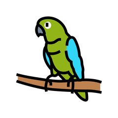 parrot perched branch color icon vector illustration
