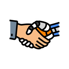 robot hand handshake social robotics color icon vector illustration