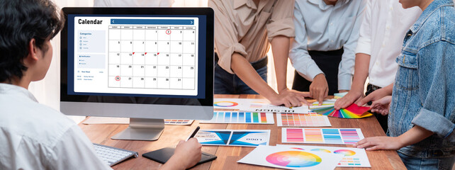 Calendar on computer software application for brisk schedule planning for personal organizer and...