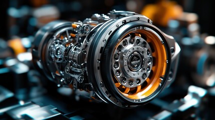 Detailed Close-up of Complex Mechanical System