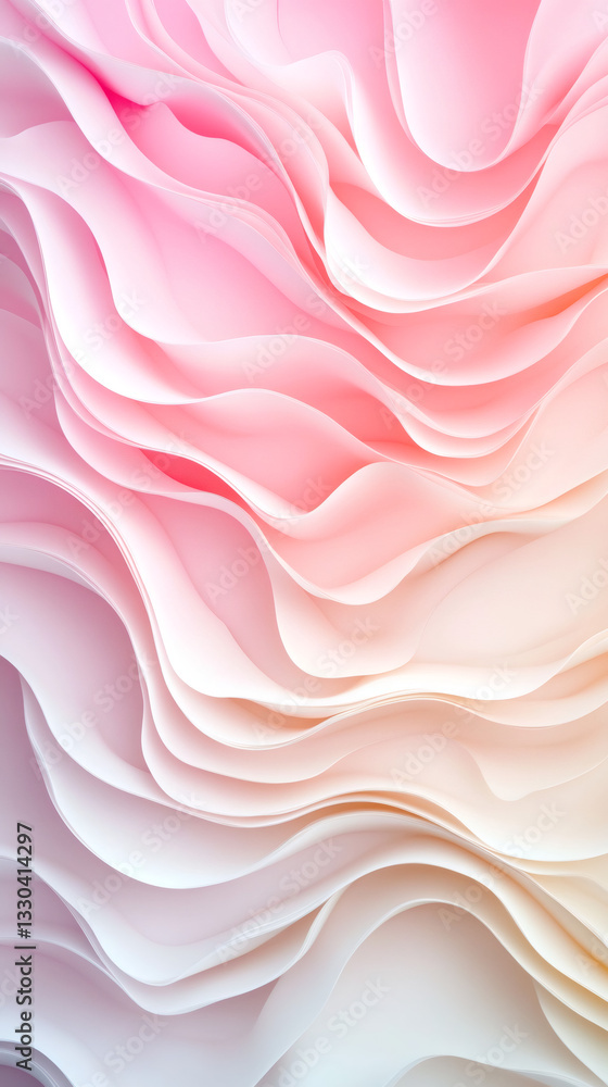 Poster Soft pastel colors blending together in a wavy pattern, creating a calming and elegant abstract design