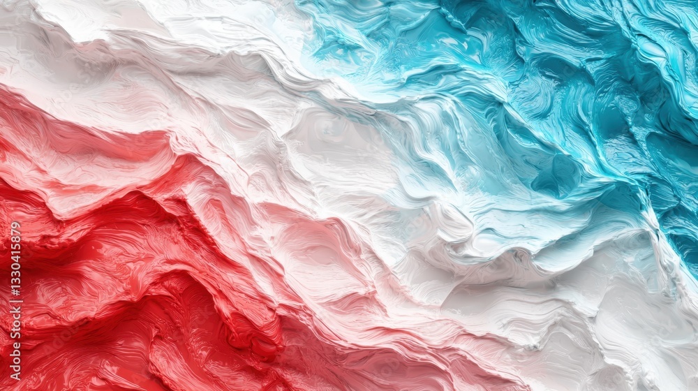 Aufkleber vivid layers of red, white, and blue intertwine in an abstract design that evokes a sense of movemen