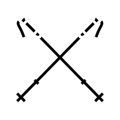 poles mountain skiing glyph icon vector illustration