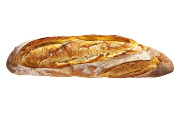 Crusty baguette on white background. AI generated