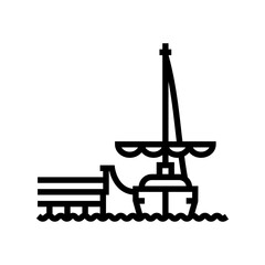 marina dock sailing sport line icon vector illustration