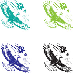 Vector silhouettes of various flying birds in different poses