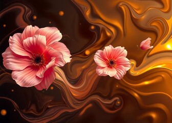 fluid abstract expressionism of blooming flowers