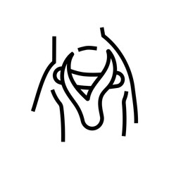 shoulder kinesio tape applied line icon vector illustration