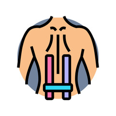 back kinesio tape strips spine color icon vector illustration