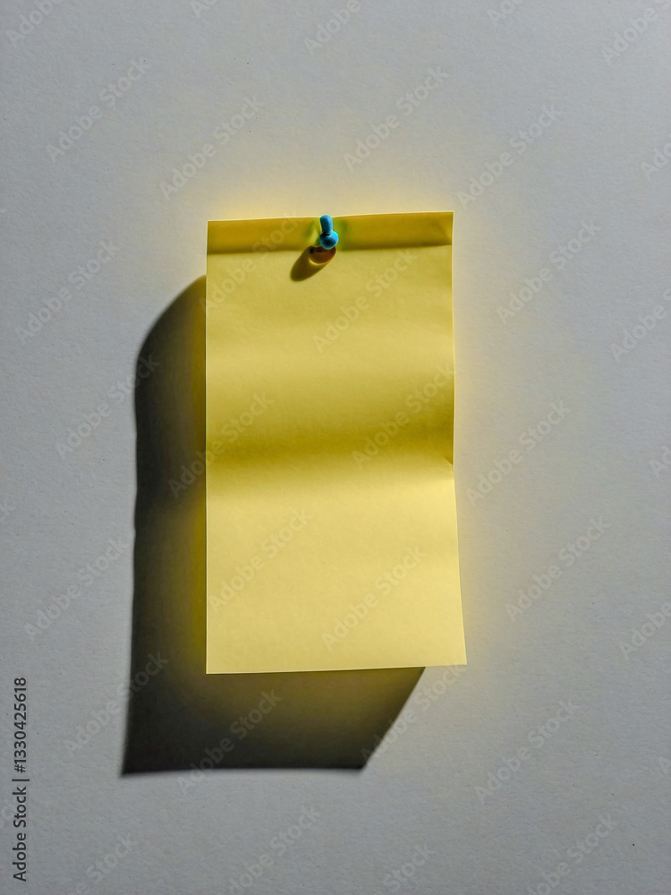 Poster rectangular yellow sticky note with shadow.