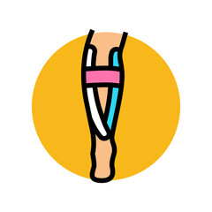 calf muscle kinesio tape color icon vector illustration