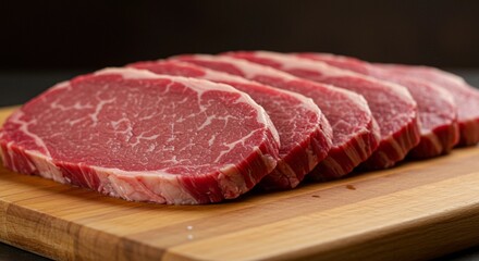 Fototapeta premium Raw Beef Slices: Freshly cut and ready for cooking culinary delight