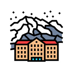 resort mountain skiing color icon vector illustration