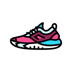 shoes female running accessories color icon vector illustration