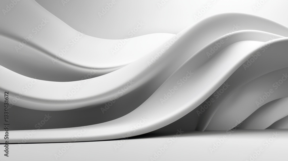 Poster soft, white fabric gracefully drapes and curves in waves, creating a serene and elegant visual. the 