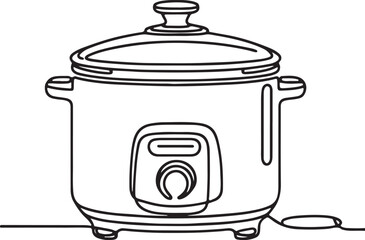 Slow Cooker Outline Drawing in Vector Style