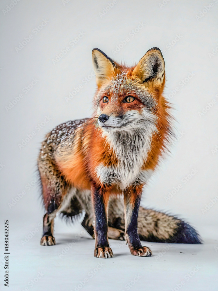 Canvas Prints red and black fox on a white background with shadow.