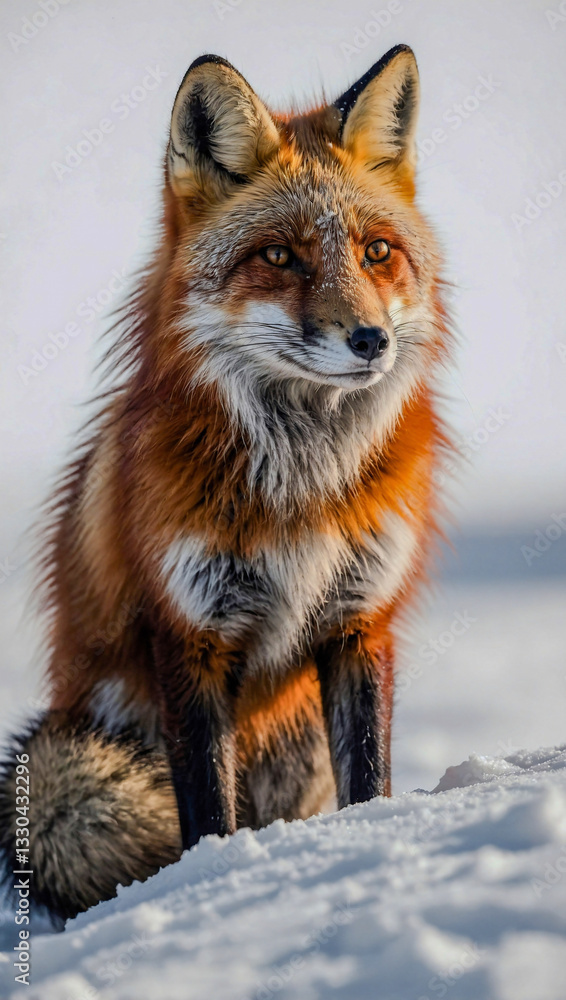 Canvas Prints red and black fox on a white background with shadow.